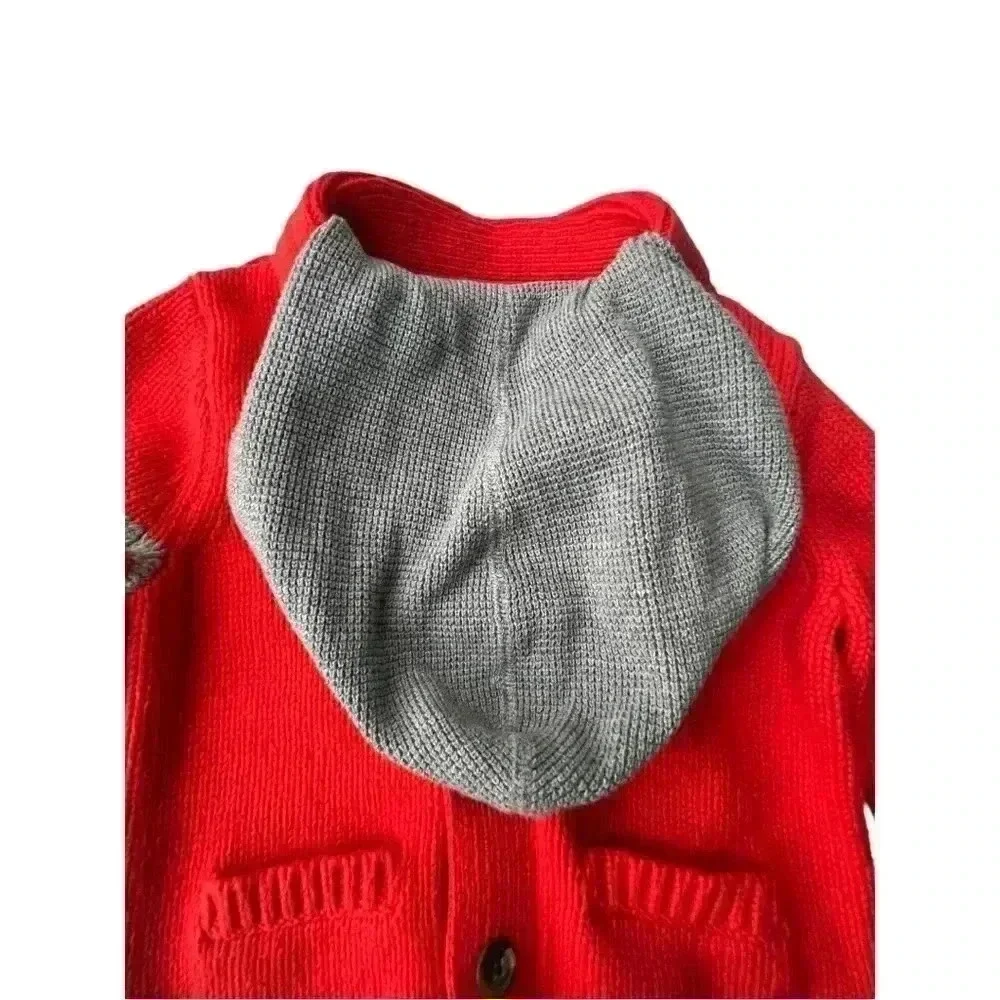 GAP BOYS CARDIGAN LETTERMAN STYLE HOODED SWEATER•SIZE 4T•NWT•ORANGE AND GREY•